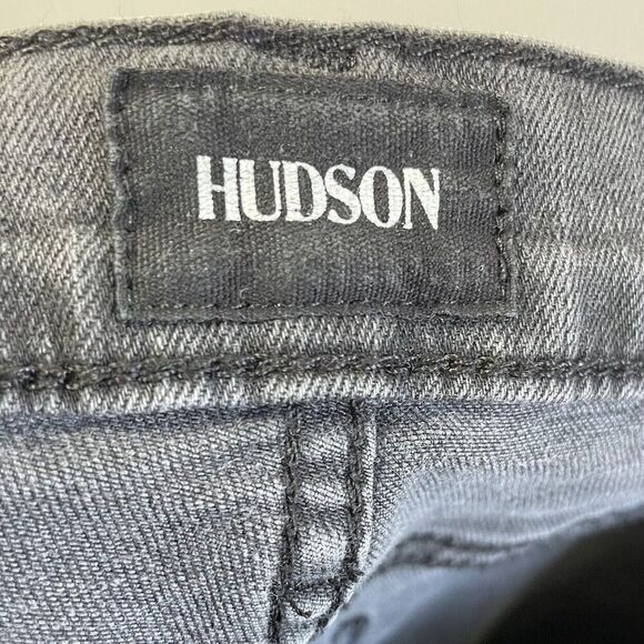 HUDSON Blair Super Skinny Jeans Women 27 Black Rip Knee Stretch - Picture 11 of 13